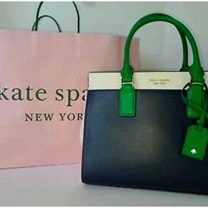Brand NWT Authentic Kate Spade Medium Colorblock Satchel Safe Green Bean